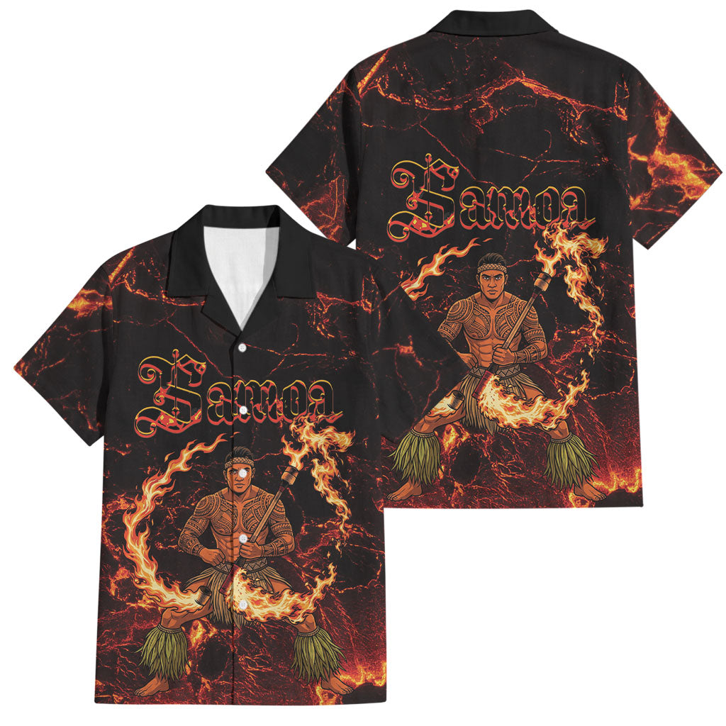 Samoa Siva Afi Dance Fireknife Family Matching Off Shoulder Maxi Dress and Hawaiian Shirt Polynesian Heritage Fire Dance
