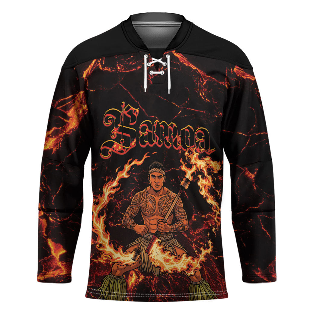Samoa Siva Afi Dance Fireknife Hockey Jersey Polynesian Heritage Fire Dance