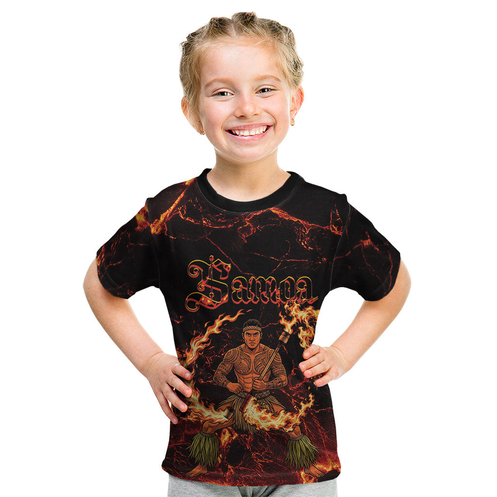 Samoa Siva Afi Dance Fireknife Kid T Shirt Polynesian Heritage Fire Dance