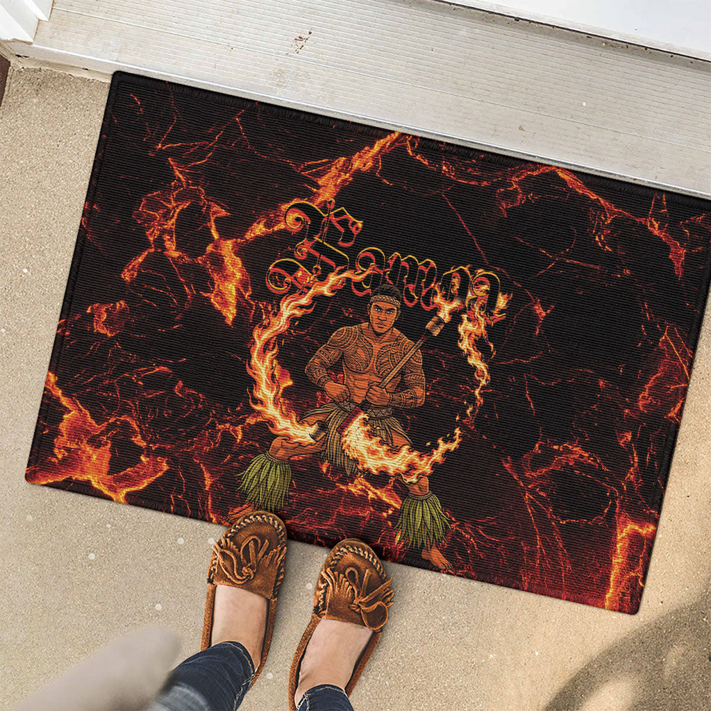 Samoa Siva Afi Dance Fireknife Rubber Doormat Polynesian Heritage Fire Dance