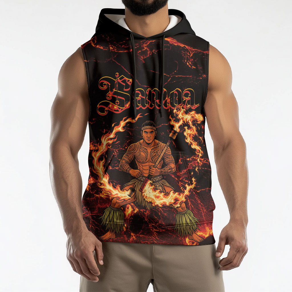 Samoa Siva Afi Dance Fireknife Sleeveless Hoodie Polynesian Heritage Fire Dance