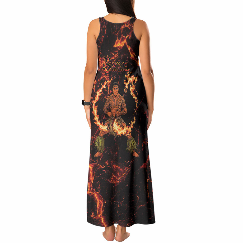 Samoa Siva Afi Dance Fireknife Tank Maxi Dress Polynesian Heritage Fire Dance