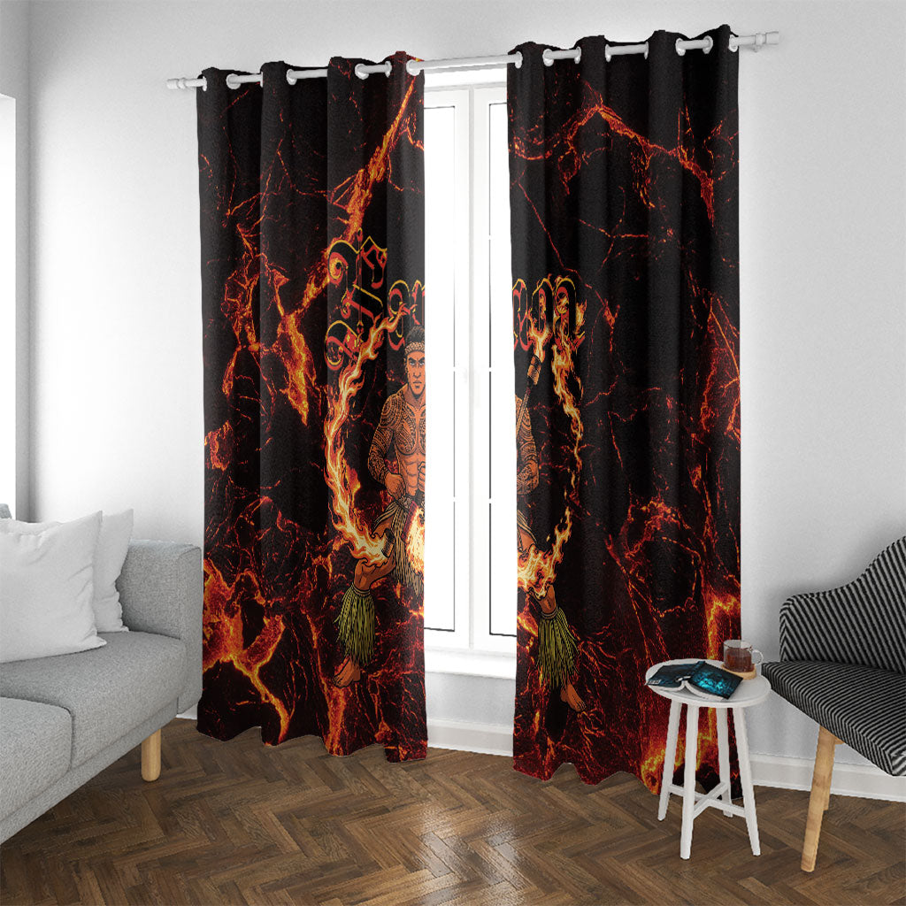Samoa Siva Afi Dance Fireknife Window Curtain Polynesian Heritage Fire Dance
