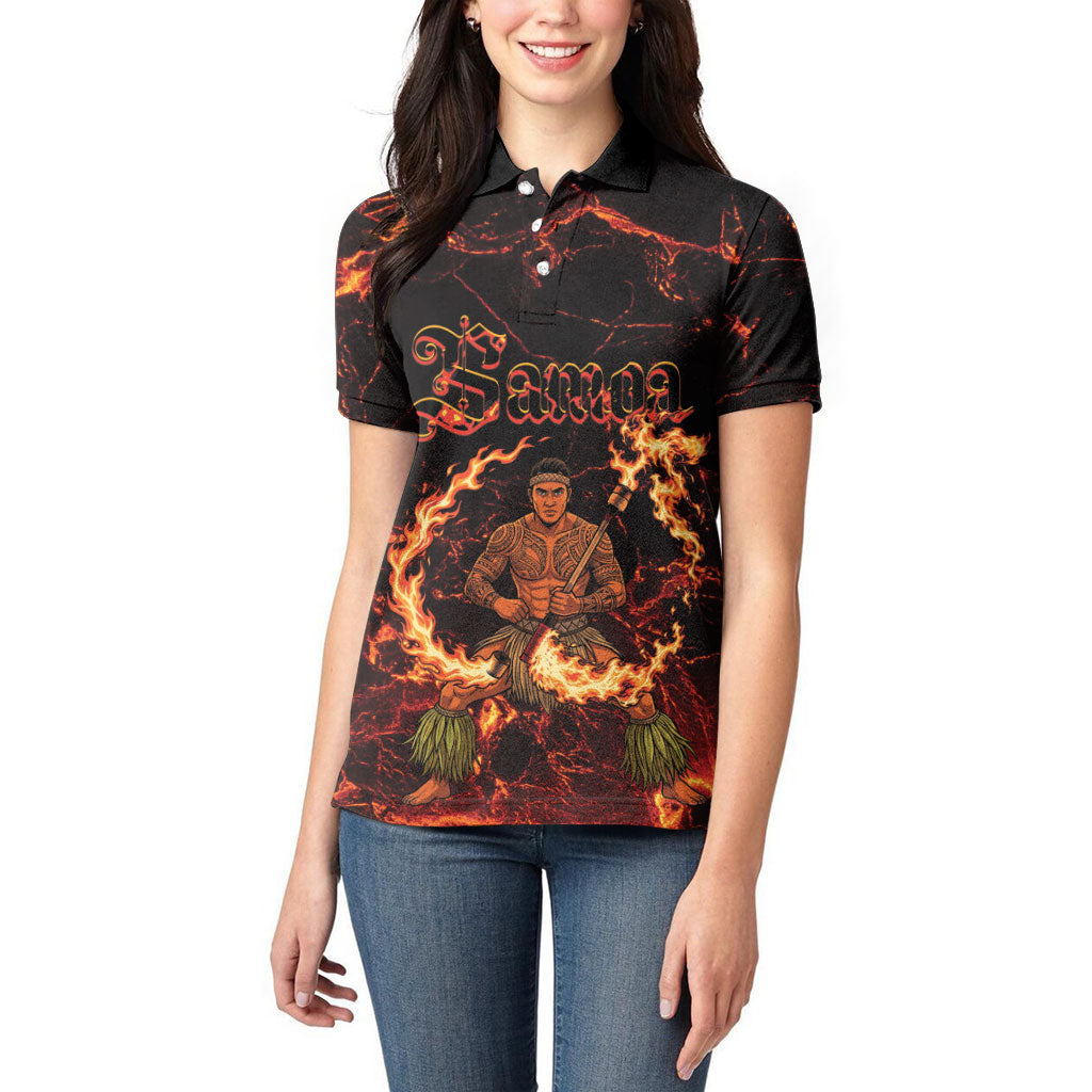 Samoa Siva Afi Dance Fireknife Women Polo Shirt Polynesian Heritage Fire Dance