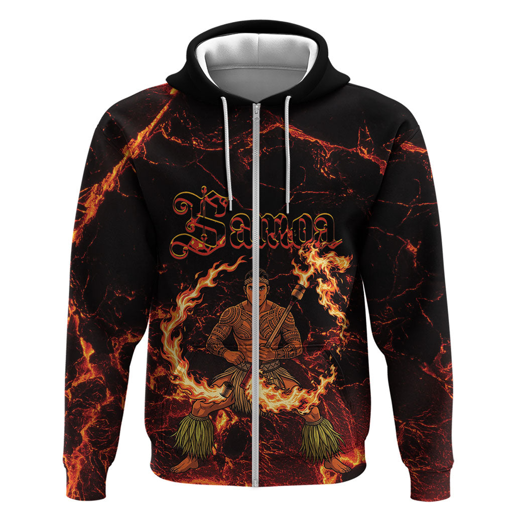 Samoa Siva Afi Dance Fireknife Zip Hoodie Polynesian Heritage Fire Dance