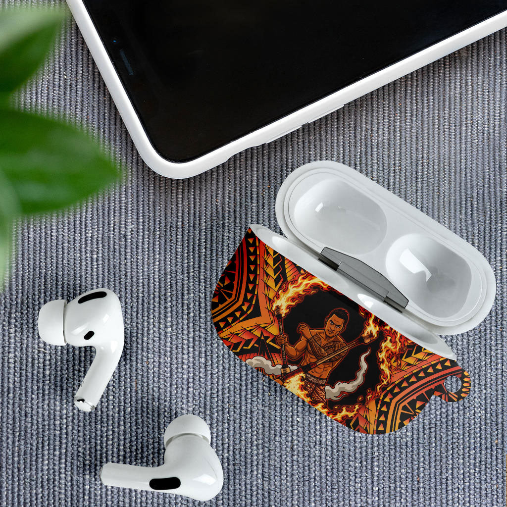 Samoa Siva Afi Dance Fireknife AirPods Case Samoan Tribal Motif Dancing in the Fire