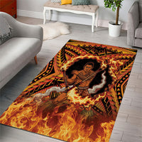 Samoa Siva Afi Dance Fireknife Area Rug Samoan Tribal Motif Dancing in the Fire