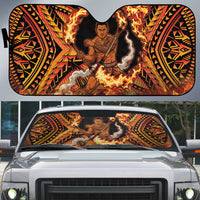 Samoa Siva Afi Dance Fireknife Auto Sun Shade Samoan Tribal Motif Dancing in the Fire