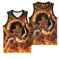 Samoa Siva Afi Dance Fireknife Basketball Jersey Samoan Tribal Motif Dancing in the Fire