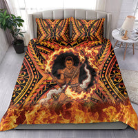 Samoa Siva Afi Dance Fireknife Bedding Set Samoan Tribal Motif Dancing in the Fire
