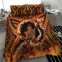 Samoa Siva Afi Dance Fireknife Bedding Set Samoan Tribal Motif Dancing in the Fire