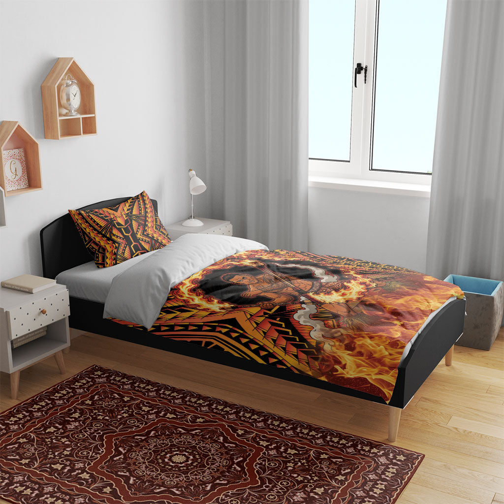 Samoa Siva Afi Dance Fireknife Bedding Set Samoan Tribal Motif Dancing in the Fire