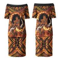 Samoa Siva Afi Dance Fireknife Family Matching Puletasi and Hawaiian Shirt Samoan Tribal Motif Dancing in the Fire