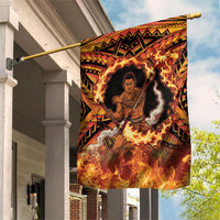 Samoa Siva Afi Dance Fireknife Garden Flag Samoan Tribal Motif Dancing in the Fire