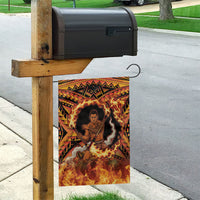 Samoa Siva Afi Dance Fireknife Garden Flag Samoan Tribal Motif Dancing in the Fire