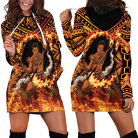 Samoa Siva Afi Dance Fireknife Hoodie Dress Samoan Tribal Motif Dancing in the Fire