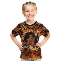 Samoa Siva Afi Dance Fireknife Kid T Shirt Samoan Tribal Motif Dancing in the Fire