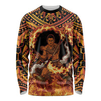 Samoa Siva Afi Dance Fireknife Long Sleeve Shirt Samoan Tribal Motif Dancing in the Fire