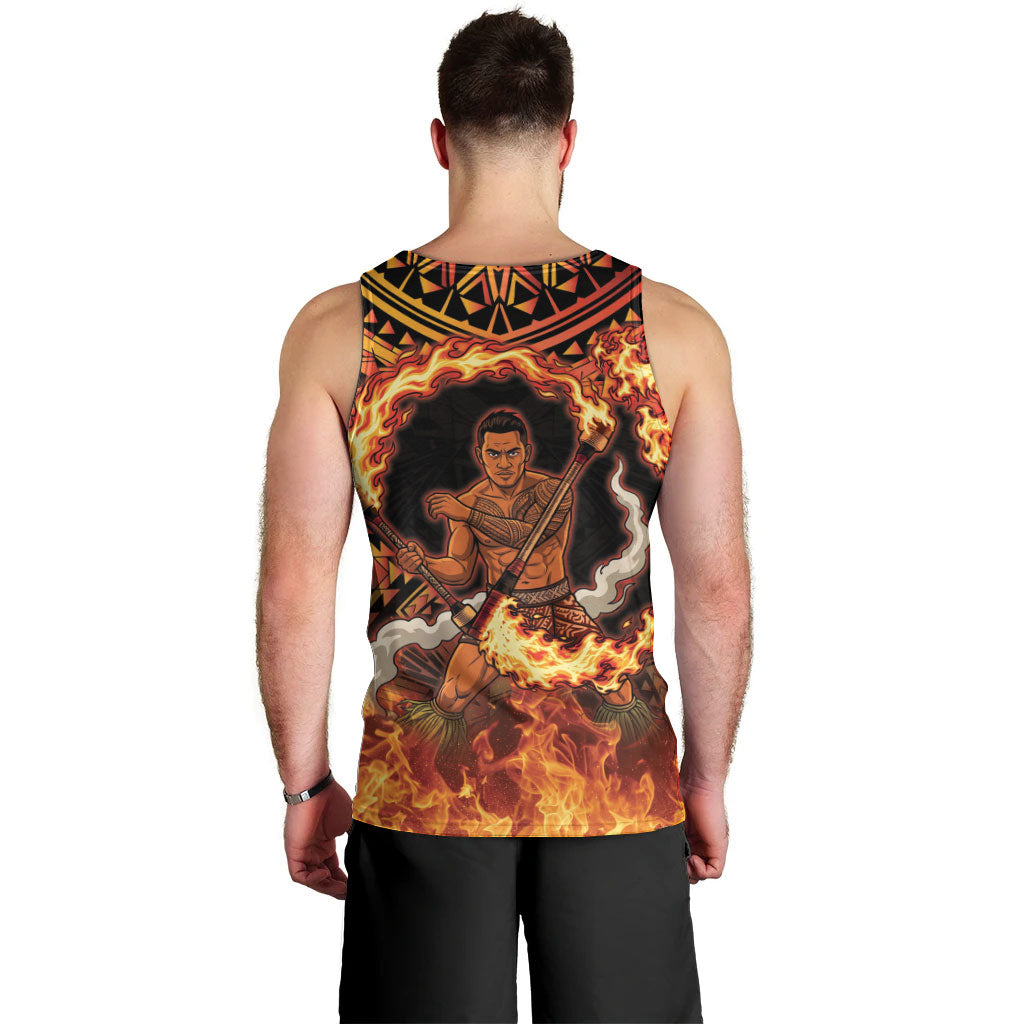 Samoa Siva Afi Dance Fireknife Men Tank Top Samoan Tribal Motif Dancing in the Fire