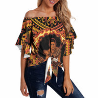 Samoa Siva Afi Dance Fireknife Off Shoulder Wrap Waist Top Samoan Tribal Motif Dancing in the Fire LT9 - Polynesian Pride