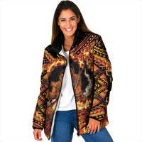 Samoa Siva Afi Dance Fireknife Padded Jacket Samoan Tribal Motif Dancing in the Fire