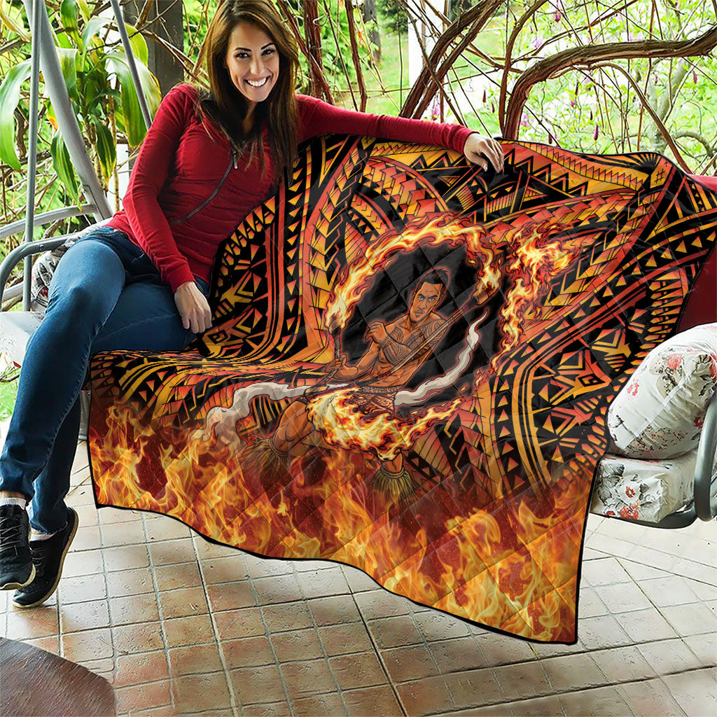 Samoa Siva Afi Dance Fireknife Quilt Samoan Tribal Motif Dancing in the Fire