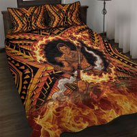 Samoa Siva Afi Dance Fireknife Quilt Bed Set Samoan Tribal Motif Dancing in the Fire