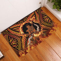 Samoa Siva Afi Dance Fireknife Rubber Doormat Samoan Tribal Motif Dancing in the Fire