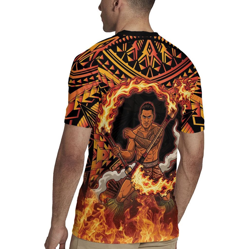 Samoa Siva Afi Dance Fireknife Rugby Jersey Samoan Tribal Motif Dancing in the Fire