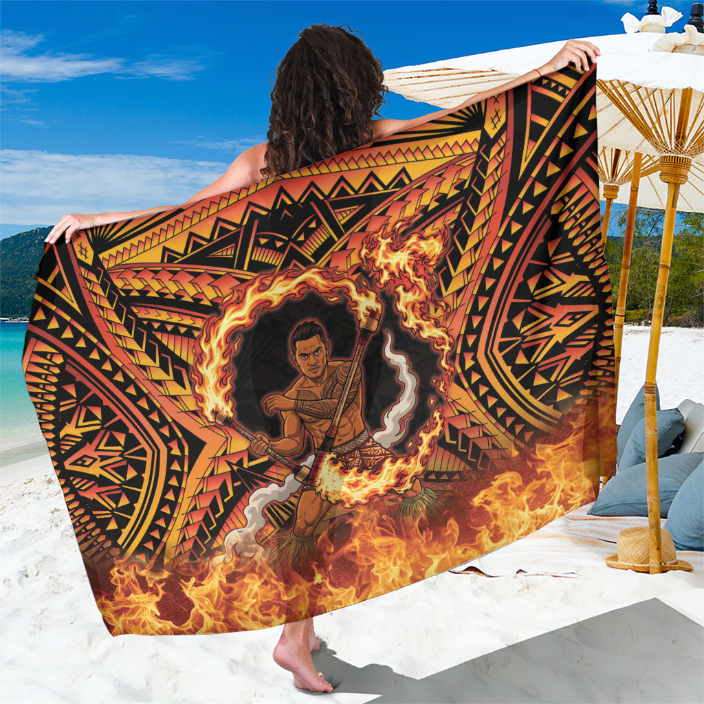Samoa Siva Afi Dance Fireknife Sarong Samoan Tribal Motif Dancing in the Fire LT9 One Size 44 x 66 inches Red - Polynesian Pride
