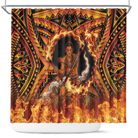 Samoa Siva Afi Dance Fireknife Shower Curtain Samoan Tribal Motif Dancing in the Fire