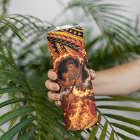 Samoa Siva Afi Dance Fireknife Skinny Tumbler Samoan Tribal Motif Dancing in the Fire