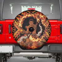 Samoa Siva Afi Dance Fireknife Spare Tire Cover Samoan Tribal Motif Dancing in the Fire
