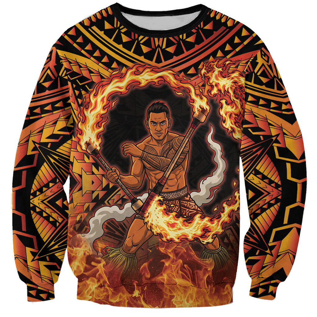 Samoa Siva Afi Dance Fireknife Sweatshirt Samoan Tribal Motif Dancing in the Fire LT9 Unisex Red - Polynesian Pride