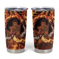 Samoa Siva Afi Dance Fireknife Tumbler Cup Samoan Tribal Motif Dancing in the Fire