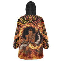 Samoa Siva Afi Dance Fireknife Wearable Blanket Hoodie Samoan Tribal Motif Dancing in the Fire