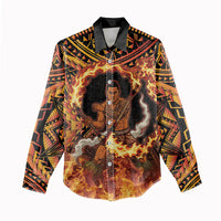 Samoa Siva Afi Dance Fireknife Women Casual Shirt Samoan Tribal Motif Dancing in the Fire