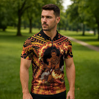 Samoa Siva Afi Dance Fireknife Zipper Polo Shirt Samoan Tribal Motif Dancing in the Fire