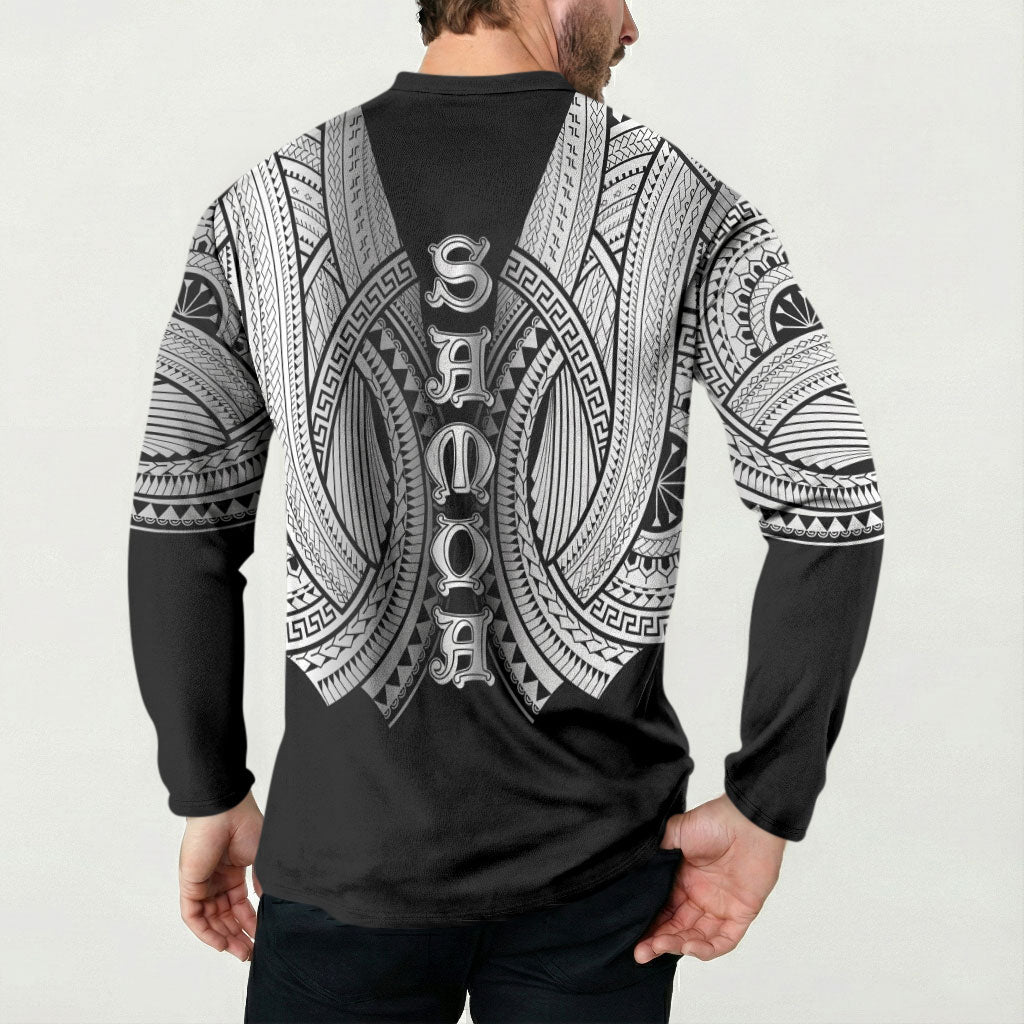 Samoan Ula Nifo Afi Tribal Button Sweatshirt Polynesian Pattern