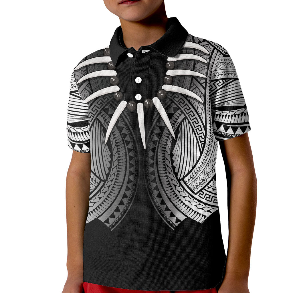 Samoan Ula Nifo Afi Tribal Kid Polo Shirt Polynesian Pattern