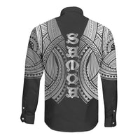 Samoan Ula Nifo Afi Tribal Long Sleeve Button Shirt Polynesian Pattern