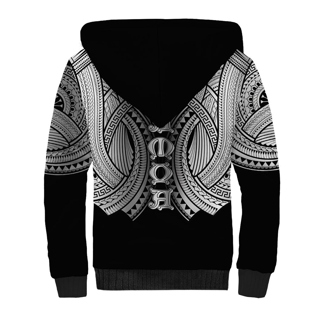 Samoan Ula Nifo Afi Tribal Sherpa Hoodie Polynesian Pattern