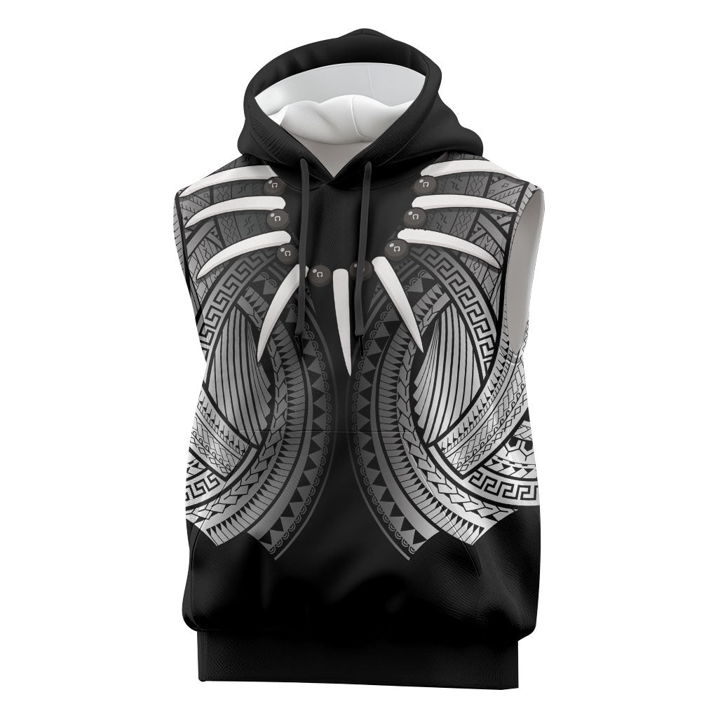 Samoan Ula Nifo Afi Tribal Sleeveless Hoodie Polynesian Pattern