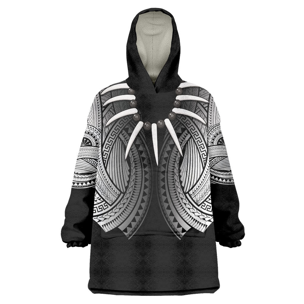 Samoan Ula Nifo Afi Tribal Wearable Blanket Hoodie Polynesian Pattern
