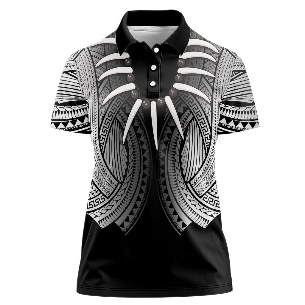 Samoan Ula Nifo Afi Tribal Women Polo Shirt Polynesian Pattern