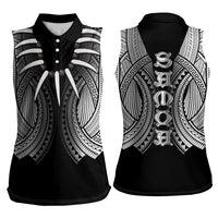 Samoan Ula Nifo Afi Tribal Women Sleeveless Polo Shirt Polynesian Pattern
