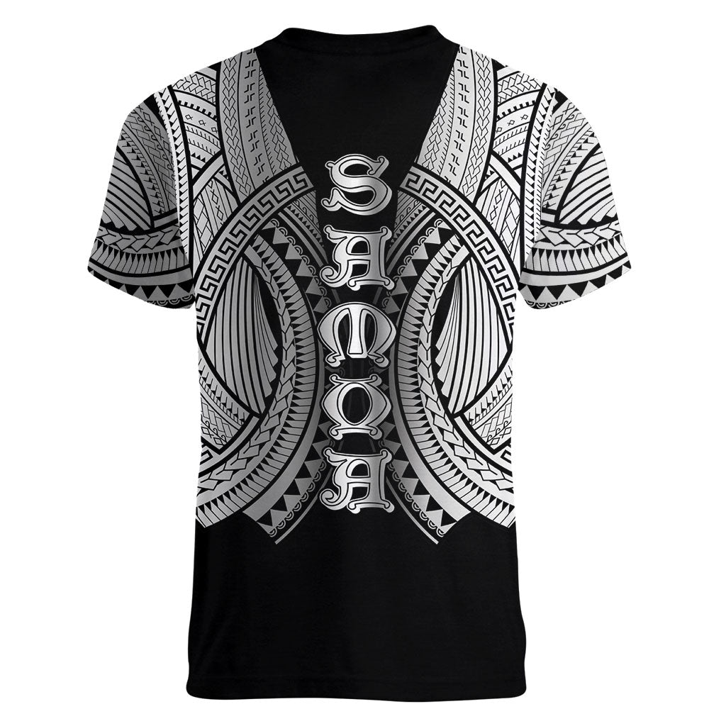 Samoan Ula Nifo Afi Tribal Women V-Neck T-Shirt Polynesian Pattern