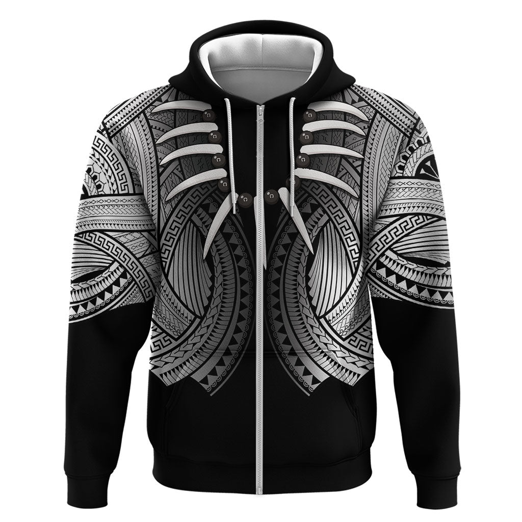 Samoan Ula Nifo Afi Tribal Zip Hoodie Polynesian Pattern