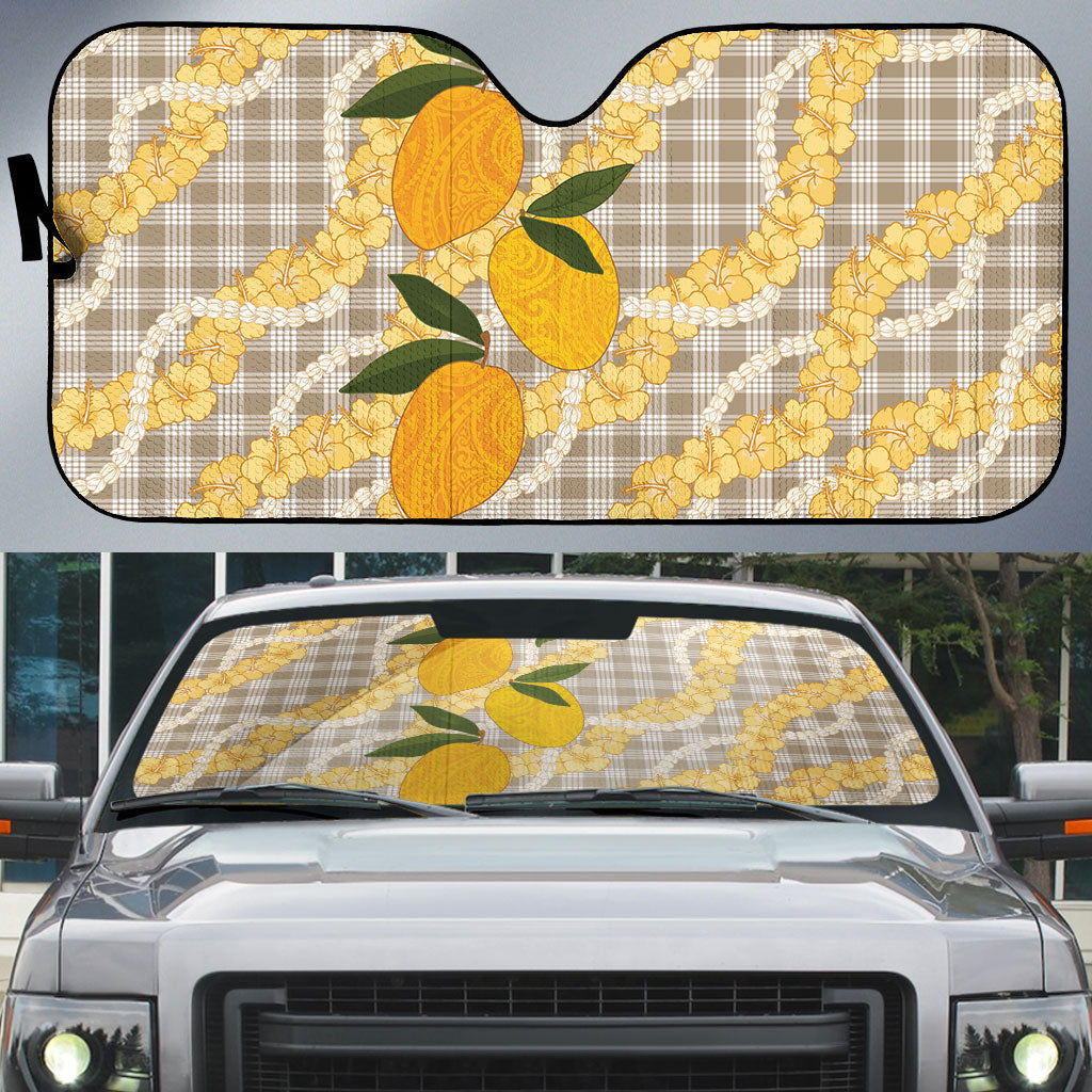 Maku'e Hawaiian Mango Palaka Auto Sun Shade Aloha Hibiscus Pikake Lei