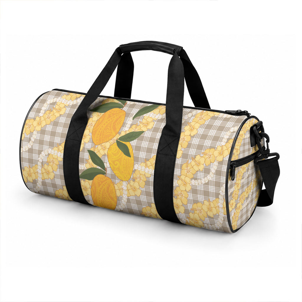 Maku'e Hawaiian Mango Palaka Duffle Bag Aloha Hibiscus Pikake Lei LT9 - Polynesian Pride